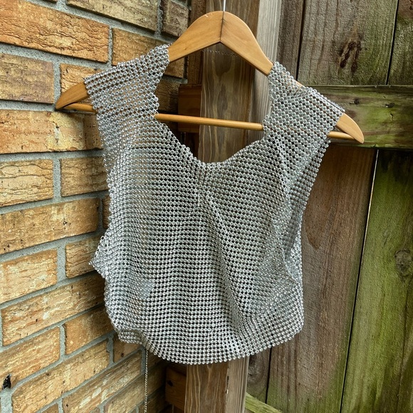 House of Harlow 1960 Tops - House of Harlow 1960 Diamond Mesh Cropped Top Open Back